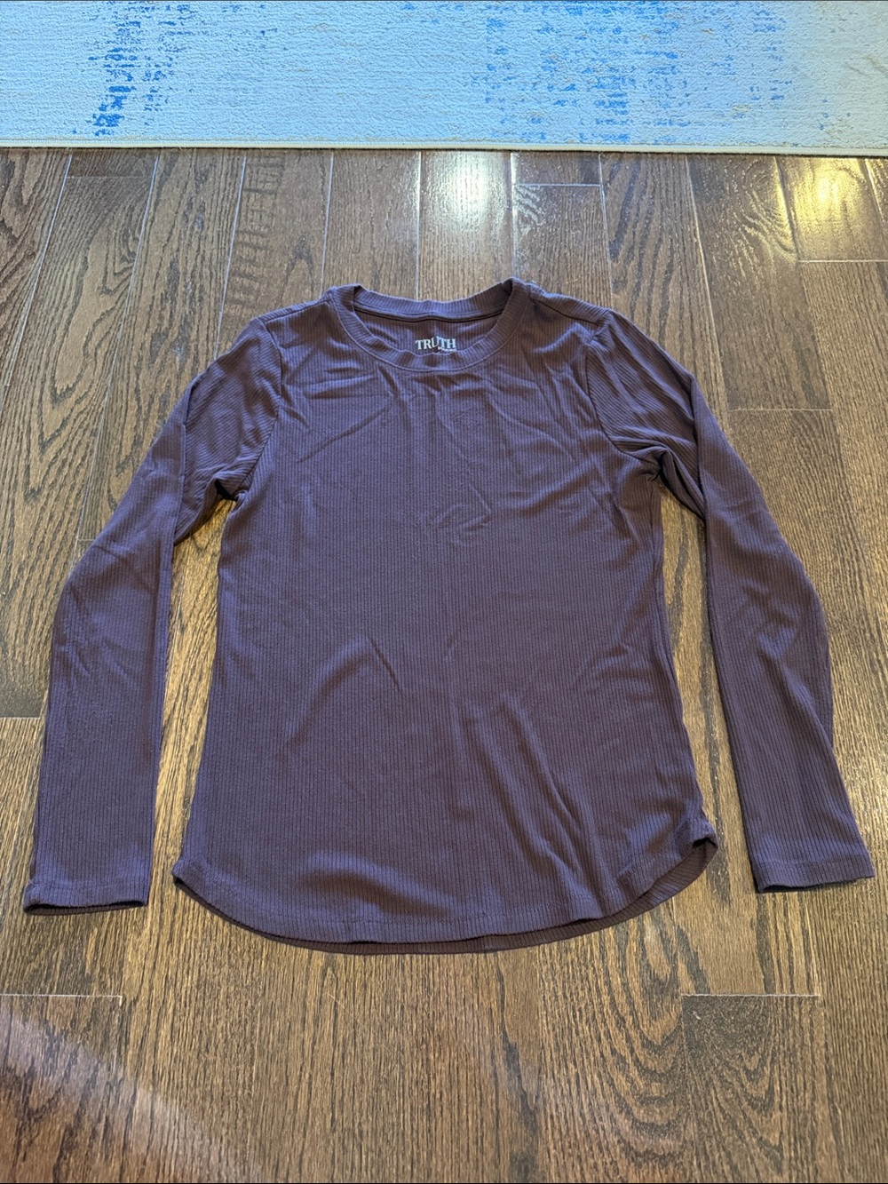 Truth by Republic Women’s Long-Sleeve Ribbed Crewneck Shirt - Plum